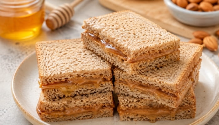 Almond Butter & Honey Sandwiches