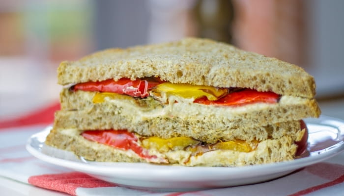 Hummus & Roasted Red Pepper Sandwiches