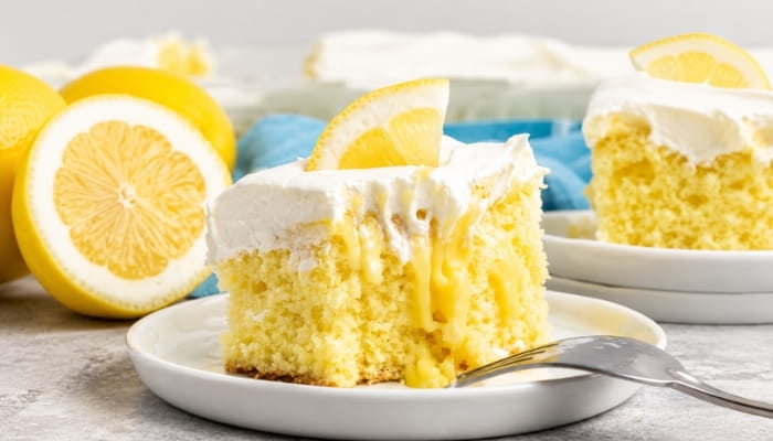 Lemon Pudding Poke Cake