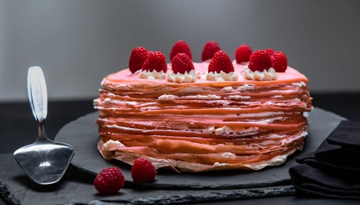 Raspberry Orange Crêpe Cake