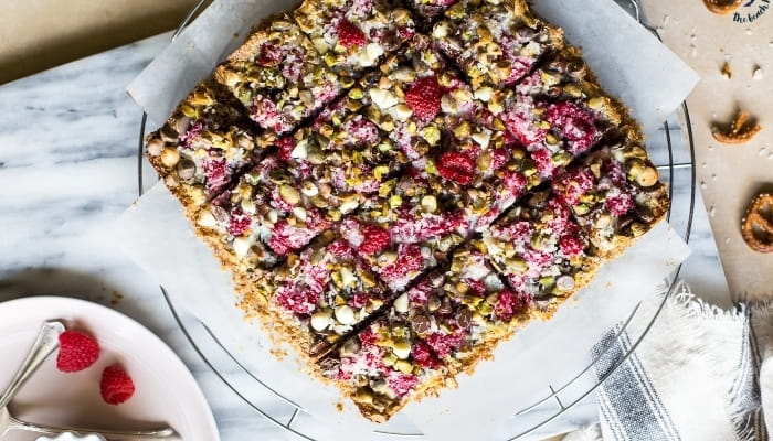 Raspberry Pistachio Cake Bars