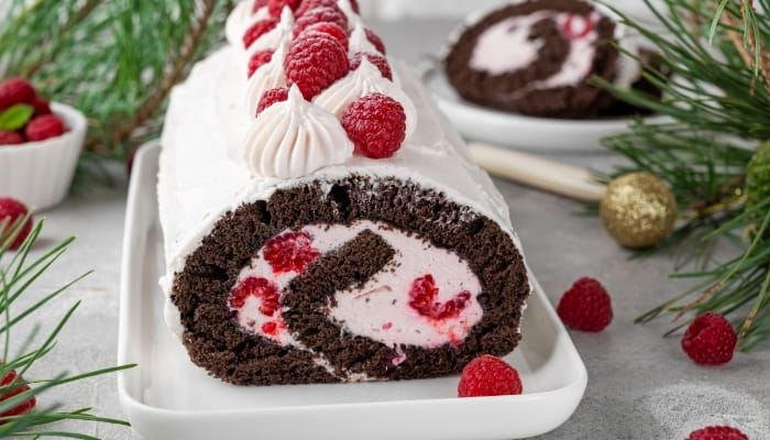 Raspberry Roll Cake