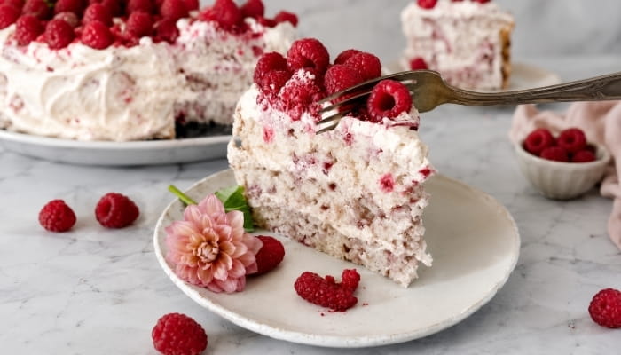 Smashed Raspberry White Chocolate Layer Cake