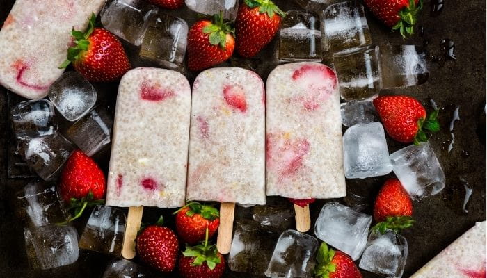 Strawberry Rose Coconut Milk Popsicles