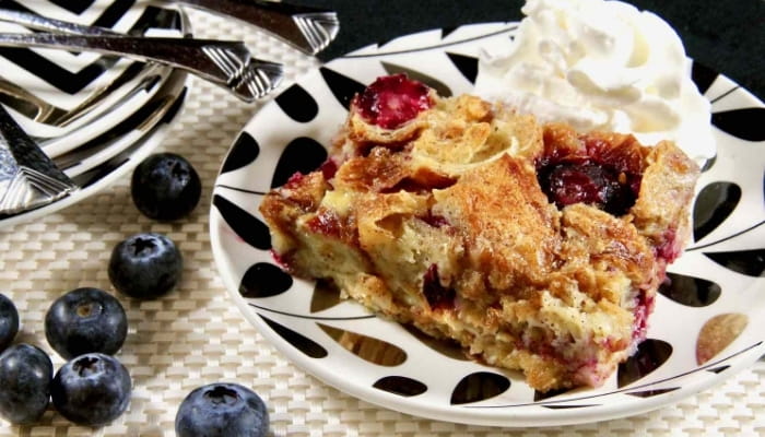 Blueberry Croissant Bread Pudding